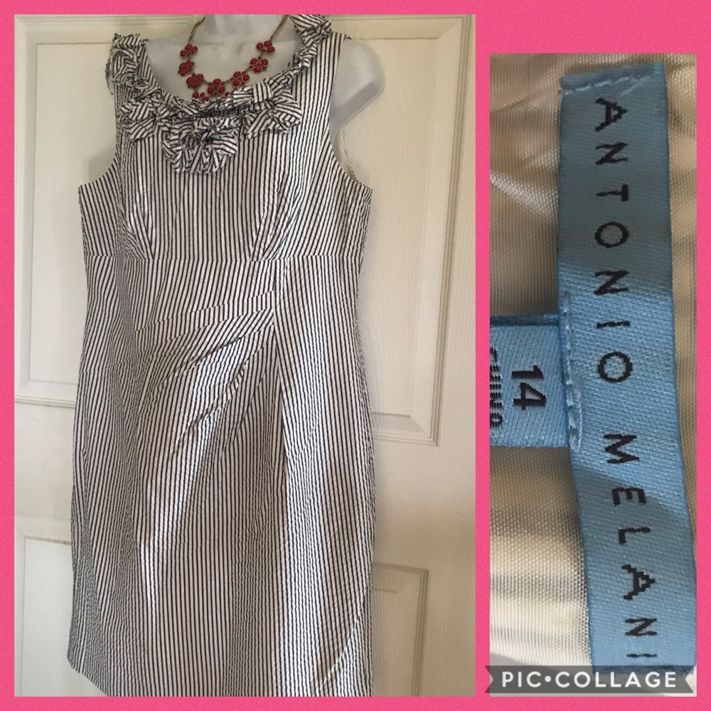antonio melani honeysuckle dress blue SZ 14